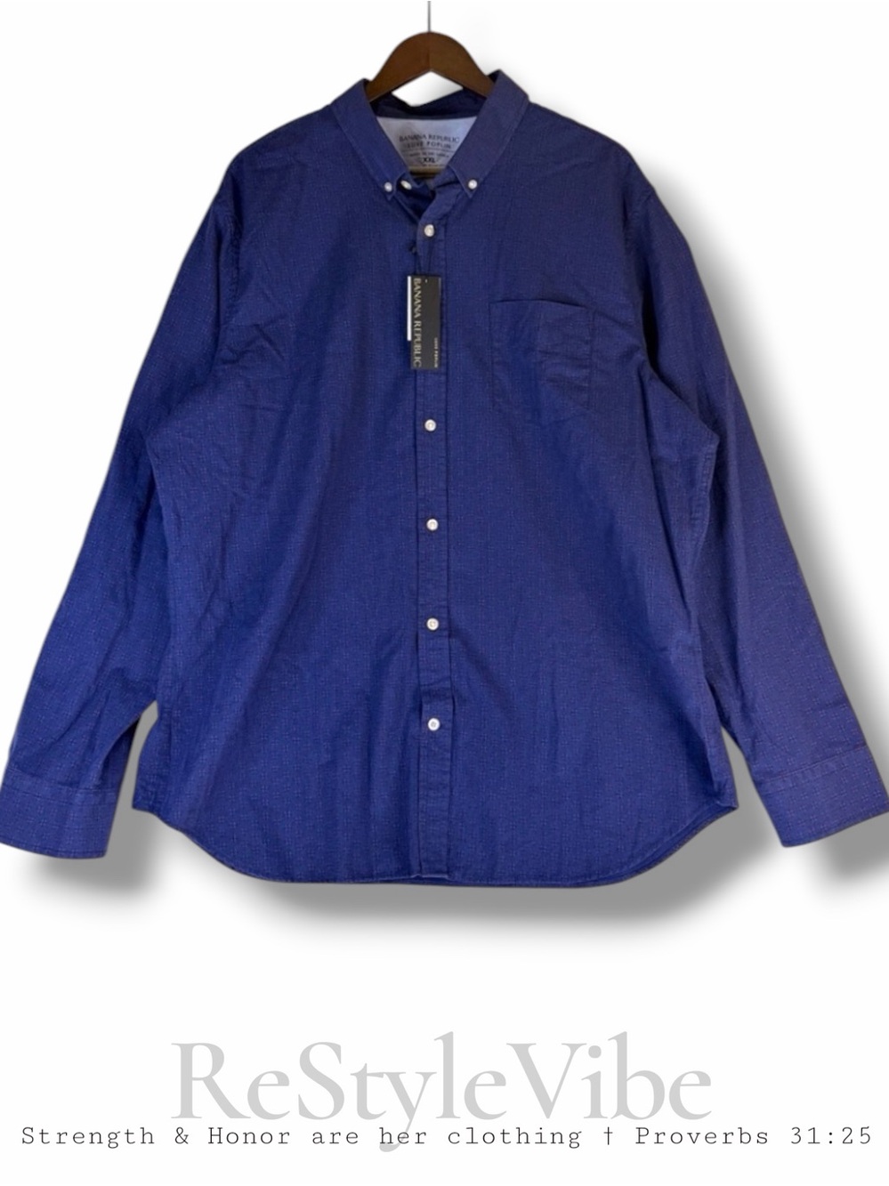 BANANA REPUBLIC Men’s Size XXL Shirt Button Down Long Sleeve Grant Slim Poplin